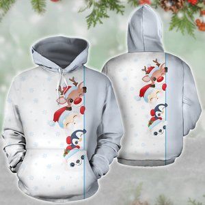 Santa claus with friends merry christmas hoodie 3d